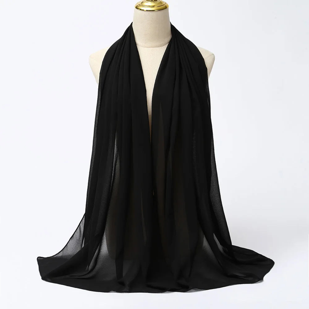 Hijab en Mousseline Femme – Voile Léger 70 x 180 cm, 65 Coloris