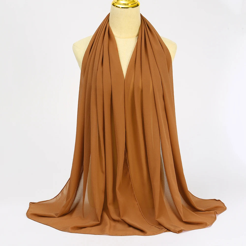 Hijab en Mousseline Femme – Voile Léger 70 x 180 cm, 65 Coloris