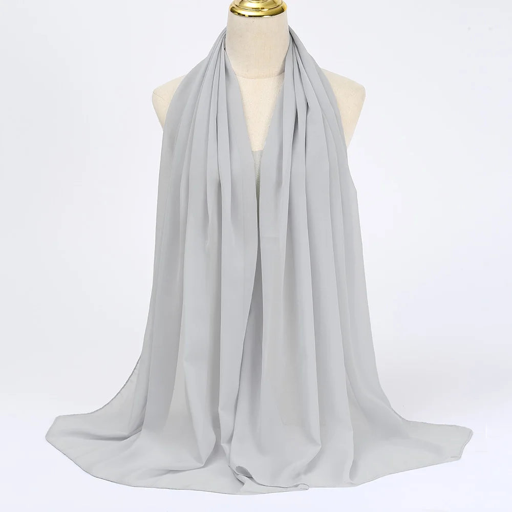 Hijab en Mousseline Femme – Voile Léger 70 x 180 cm, 65 Coloris