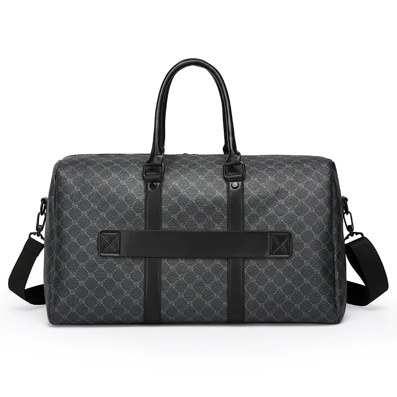Sac de Voyage Noir à Motif Géométrique – Grande Capacité