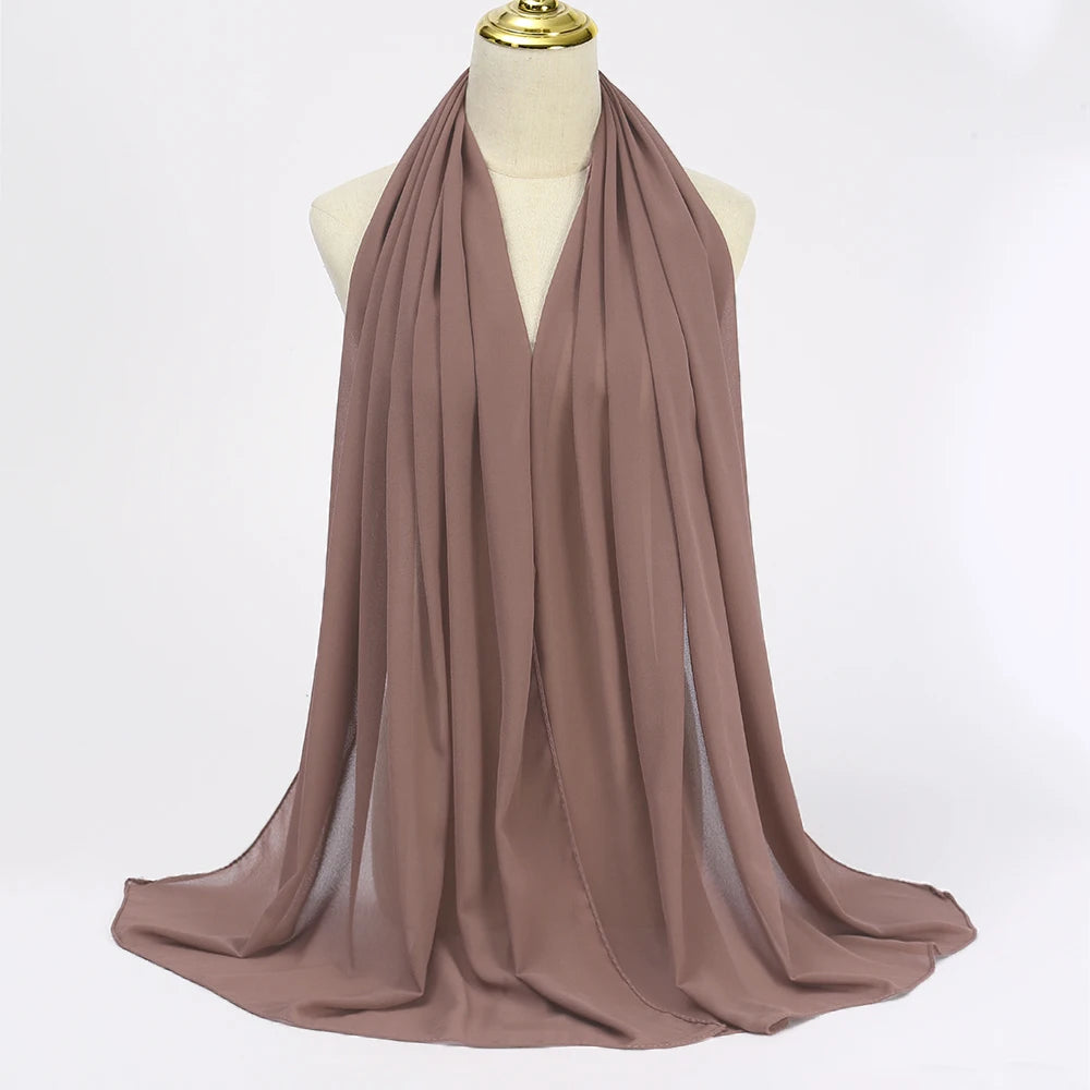 Hijab en Mousseline Femme – Voile Léger 70 x 180 cm, 65 Coloris