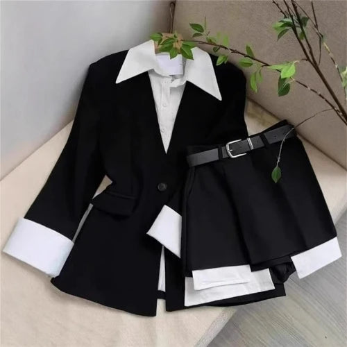 Tailleur jupe femme blazer et mini-jupe
