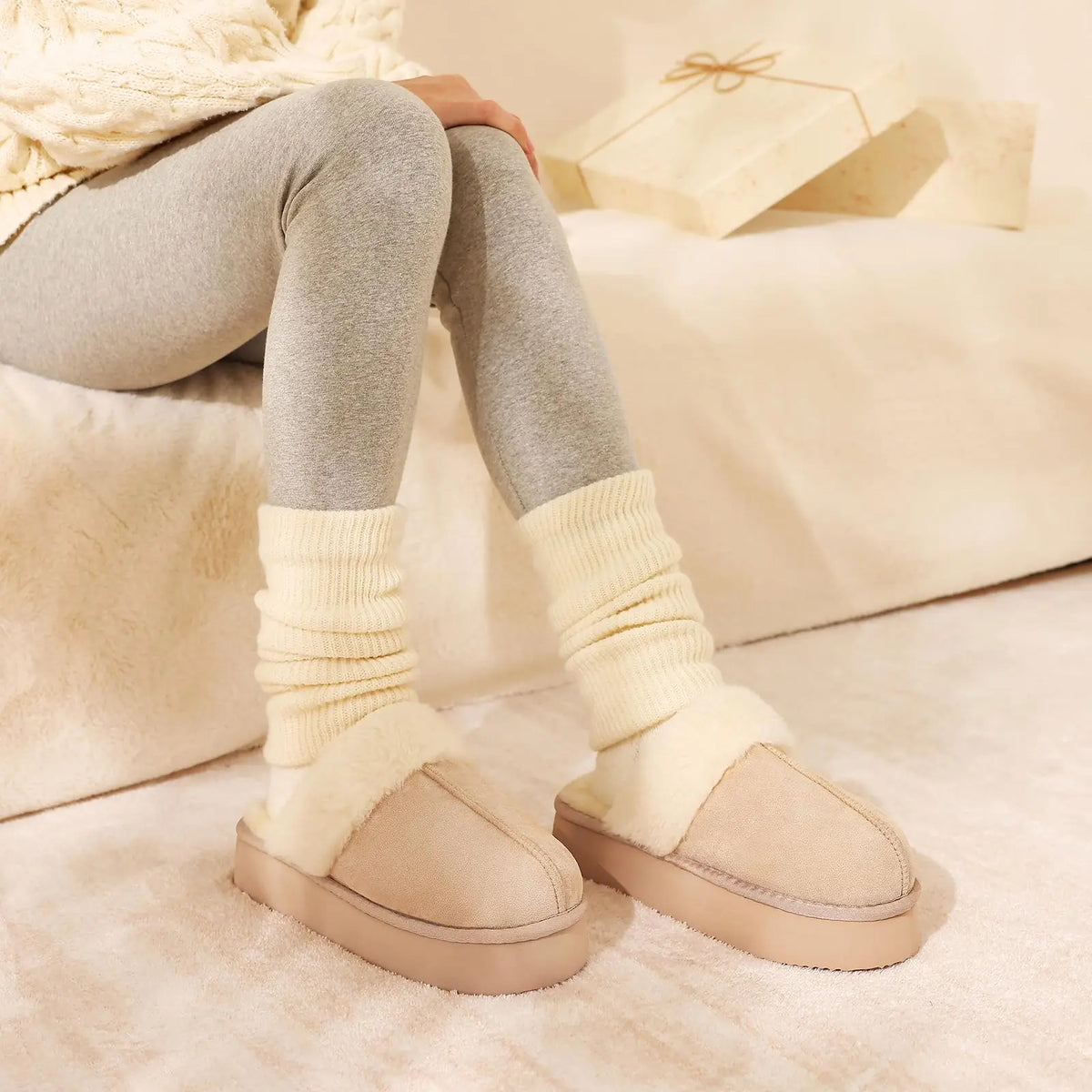 Chaussons d'hiver moelleux femme