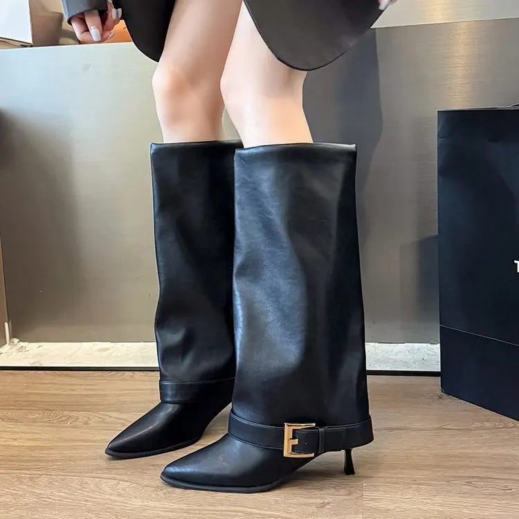 Bottes cuissardes femme talon haut bout pointu – vue 5