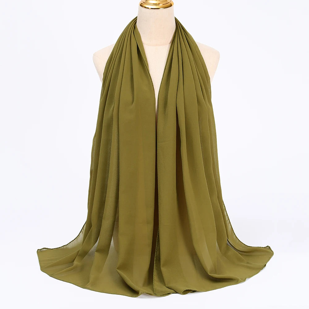 Hijab en Mousseline Femme – Voile Léger 70 x 180 cm, 65 Coloris