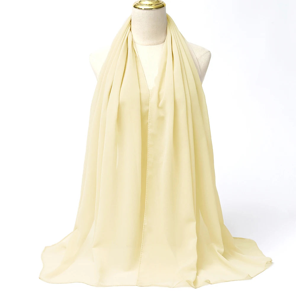 Hijab en Mousseline Femme – Voile Léger 70 x 180 cm, 65 Coloris