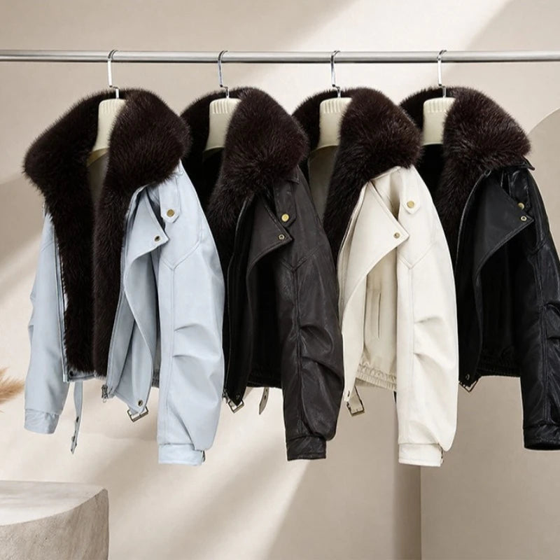 Parka d’hiver femme effet cuir col fourrure – vue 2