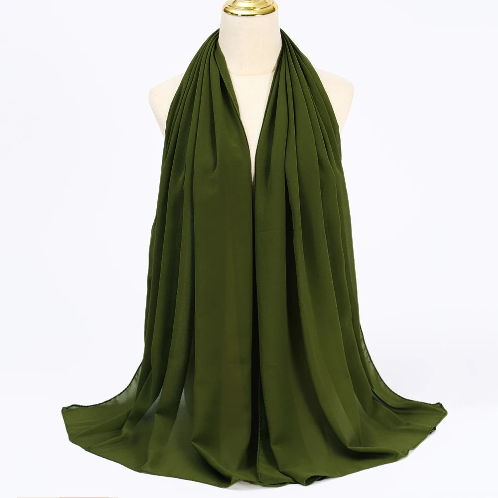 Hijab en Mousseline Femme – Voile Léger 70 x 180 cm, 65 Coloris