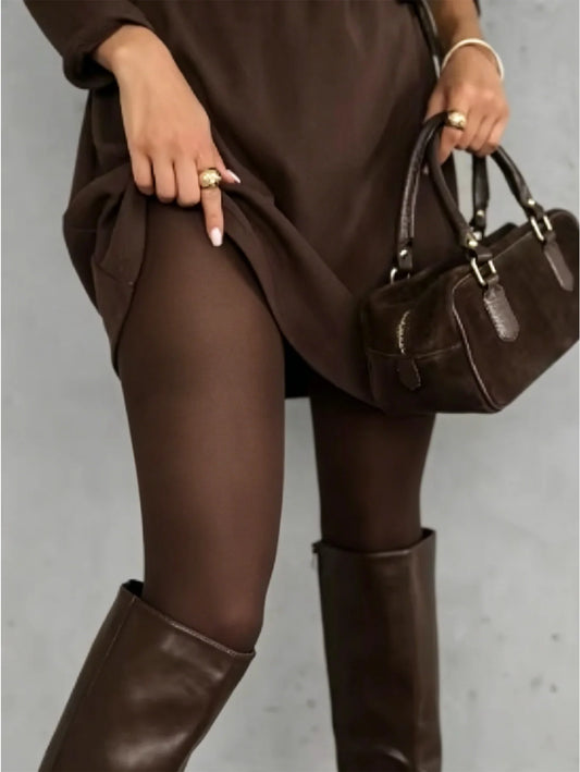 Collants opaques marron café femme – AMINA MODE