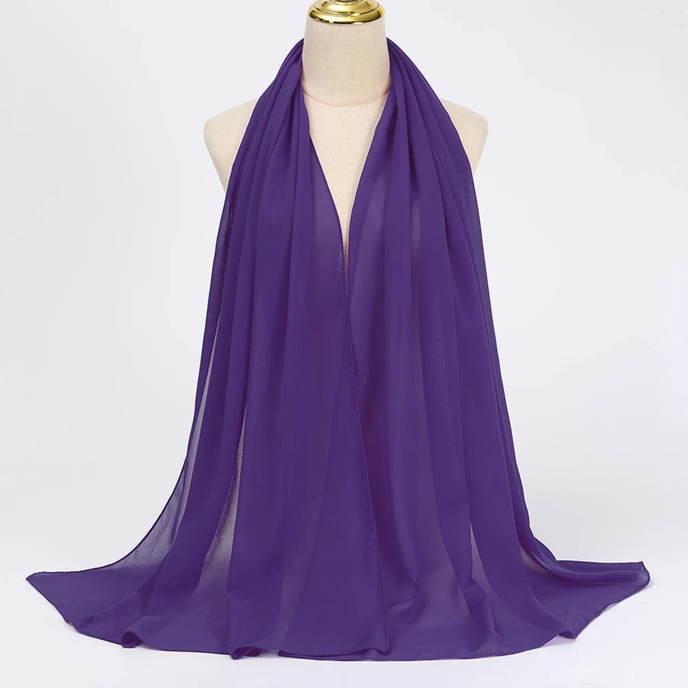 Hijab en Mousseline Femme – Voile Léger 70 x 180 cm, 65 Coloris