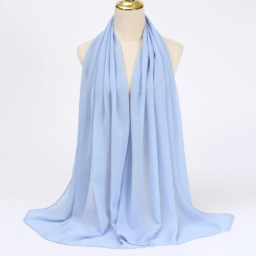 Hijab en Mousseline Femme – Voile Léger 70 x 180 cm, 65 Coloris