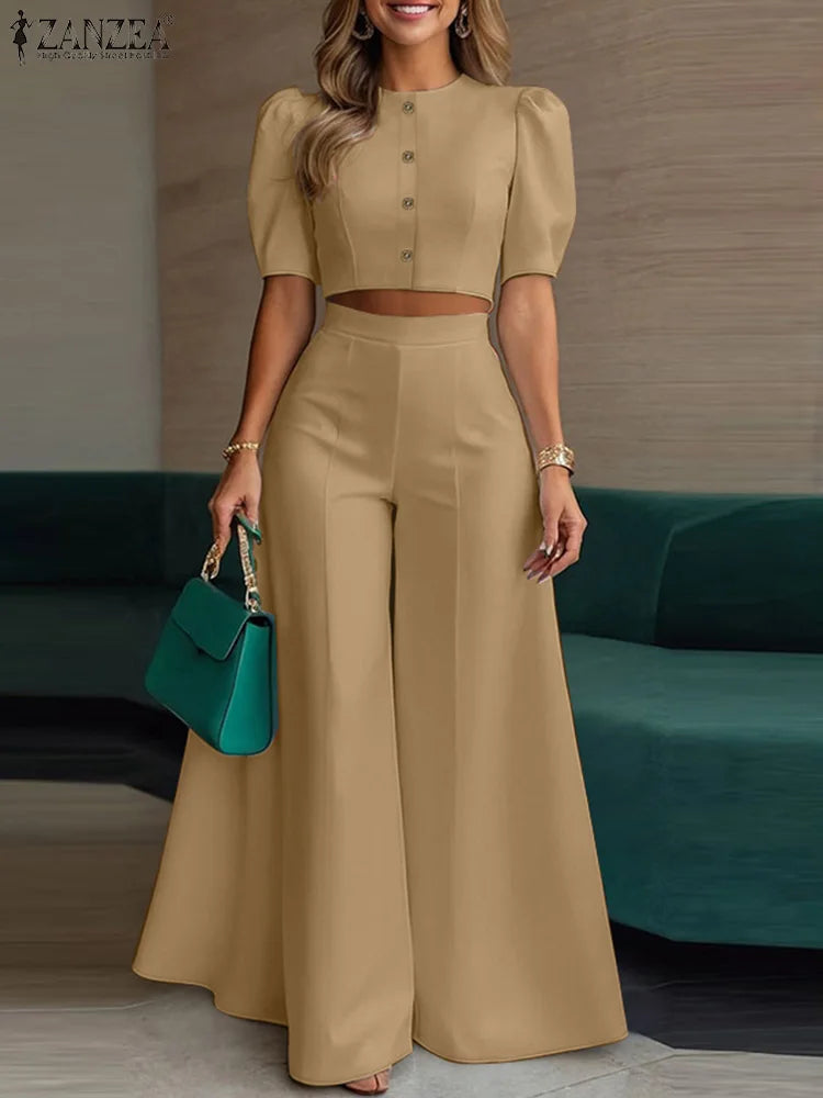 Ensemble femme haut court et pantalon large