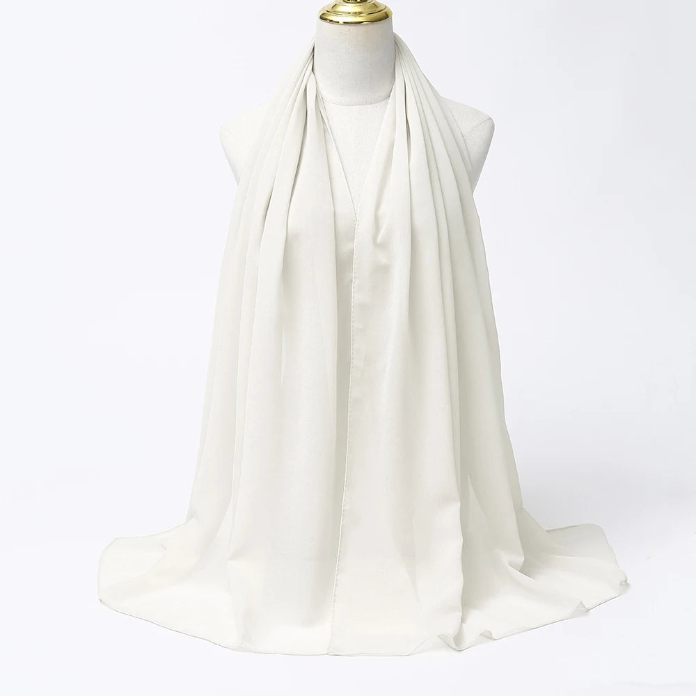 Hijab en Mousseline Femme – Voile Léger 70 x 180 cm, 65 Coloris