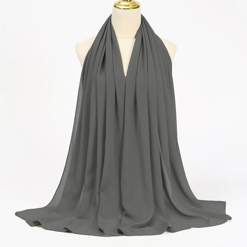 Hijab en Mousseline Femme – Voile Léger 70 x 180 cm, 65 Coloris