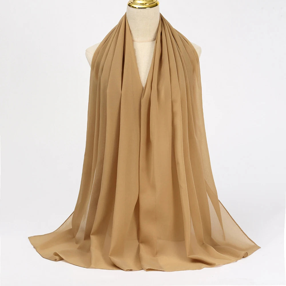 Hijab en Mousseline Femme – Voile Léger 70 x 180 cm, 65 Coloris