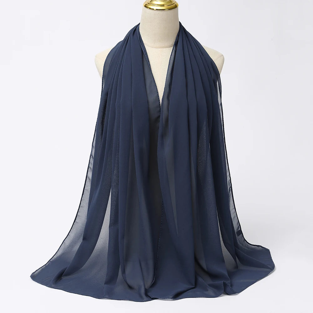 Hijab en Mousseline Femme – Voile Léger 70 x 180 cm, 65 Coloris
