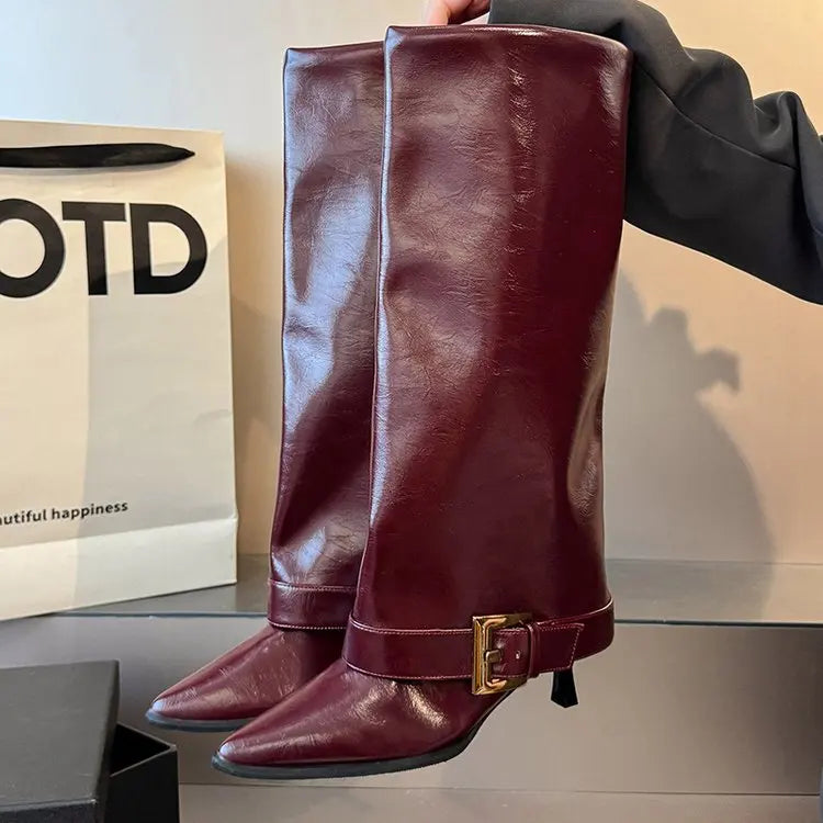 Bottes cuissardes femme talon haut bout pointu – AMINA MODE