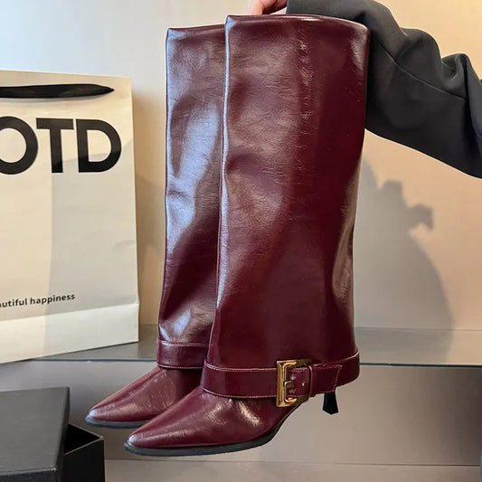 Bottes cuissardes femme talon haut bout pointu – AMINA MODE