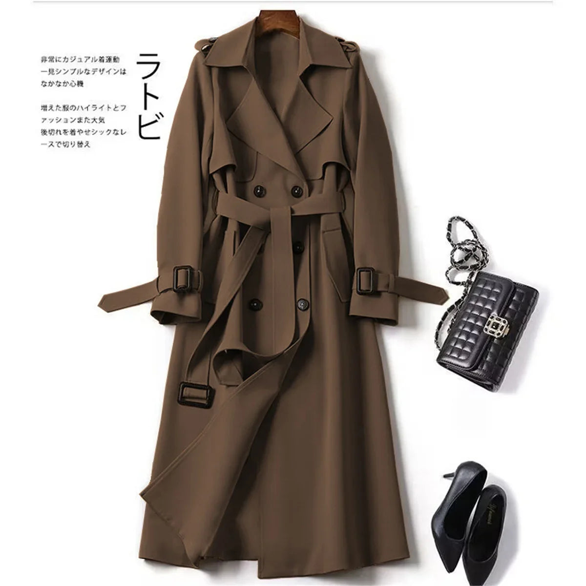 Manteau long femme élégant coupe ample – vue 4