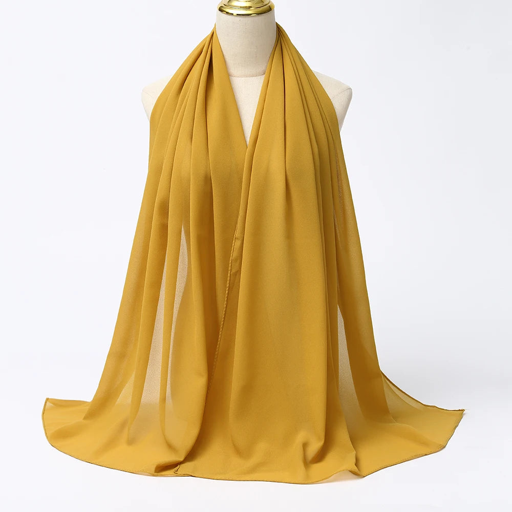Hijab en Mousseline Femme – Voile Léger 70 x 180 cm, 65 Coloris