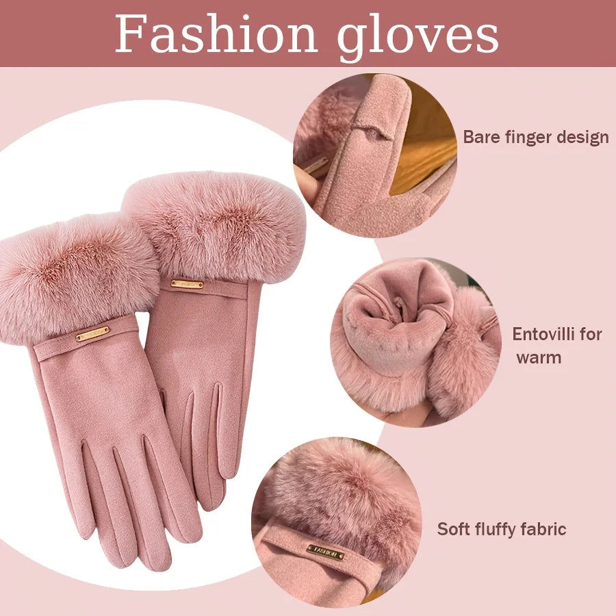 Ensemble bonnet écharpe gants femme fausse fourrure – vue 4