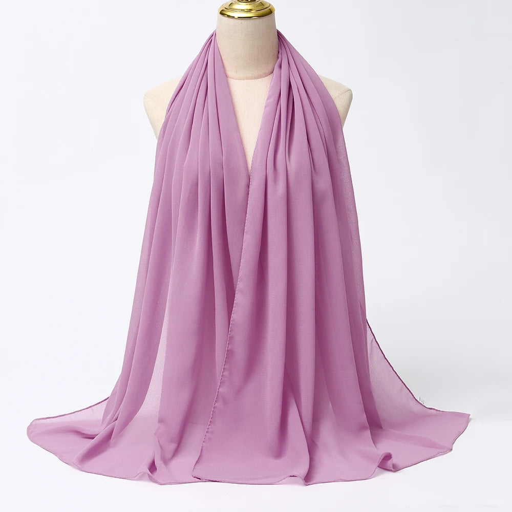 Hijab en Mousseline Femme – Voile Léger 70 x 180 cm, 65 Coloris