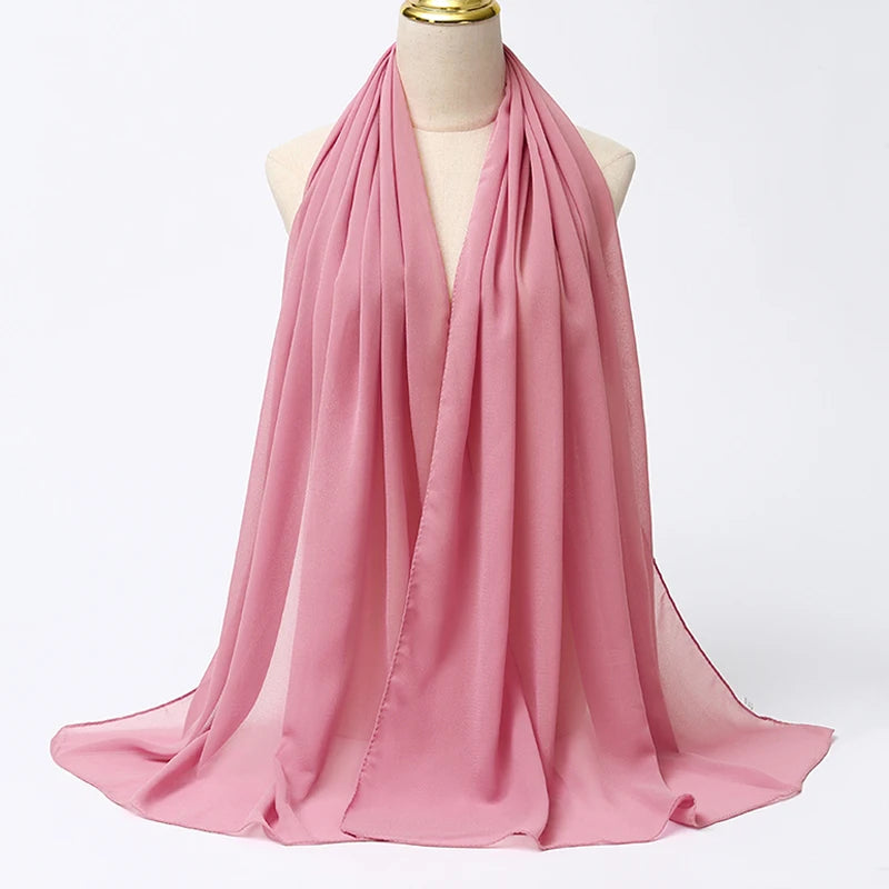 Hijab en Mousseline Femme – Voile Léger 70 x 180 cm, 65 Coloris