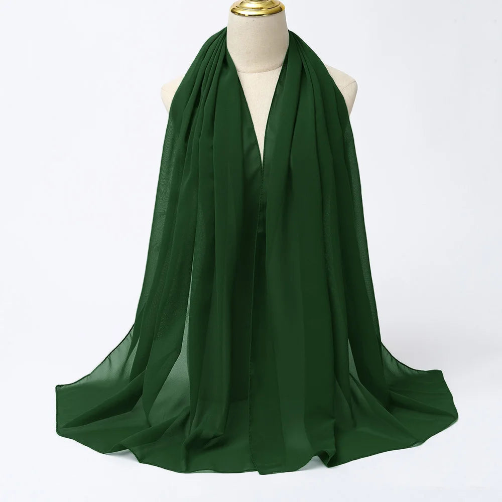 Hijab en Mousseline Femme – Voile Léger 70 x 180 cm, 65 Coloris