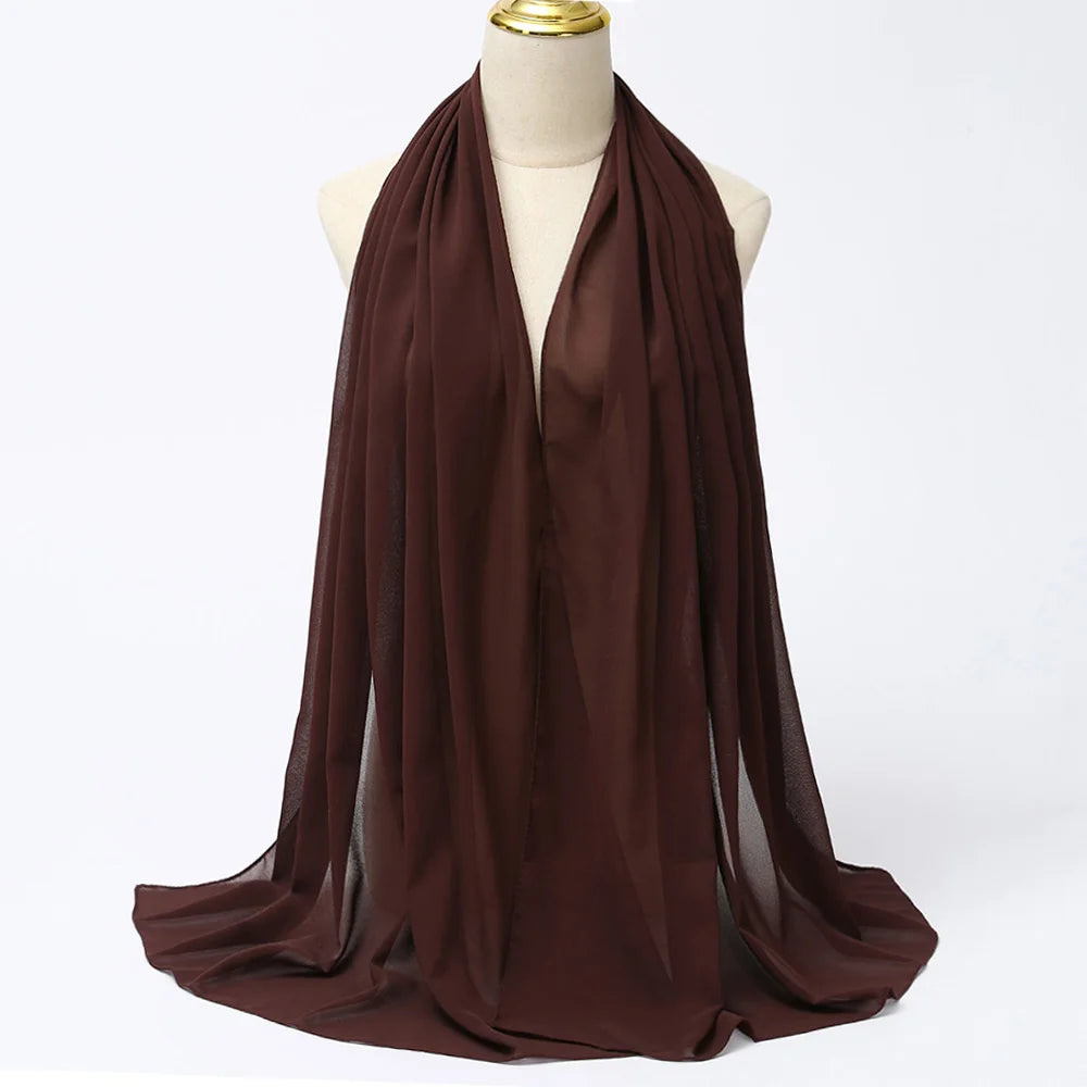 Hijab en Mousseline Femme – Voile Léger 70 x 180 cm, 65 Coloris