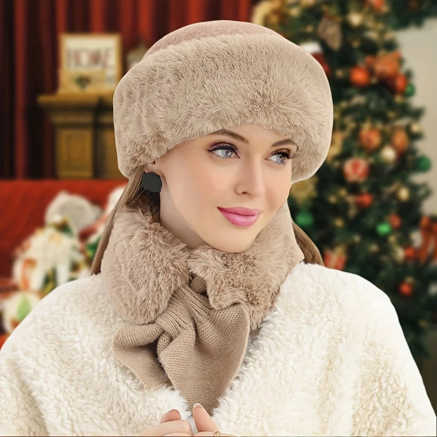 Ensemble bonnet écharpe gants femme fausse fourrure – vue 2
