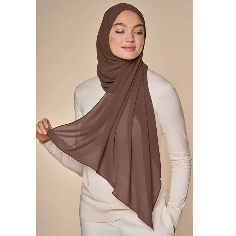 Hijab en Mousseline Femme – Voile Léger 70 x 180 cm, 65 Coloris