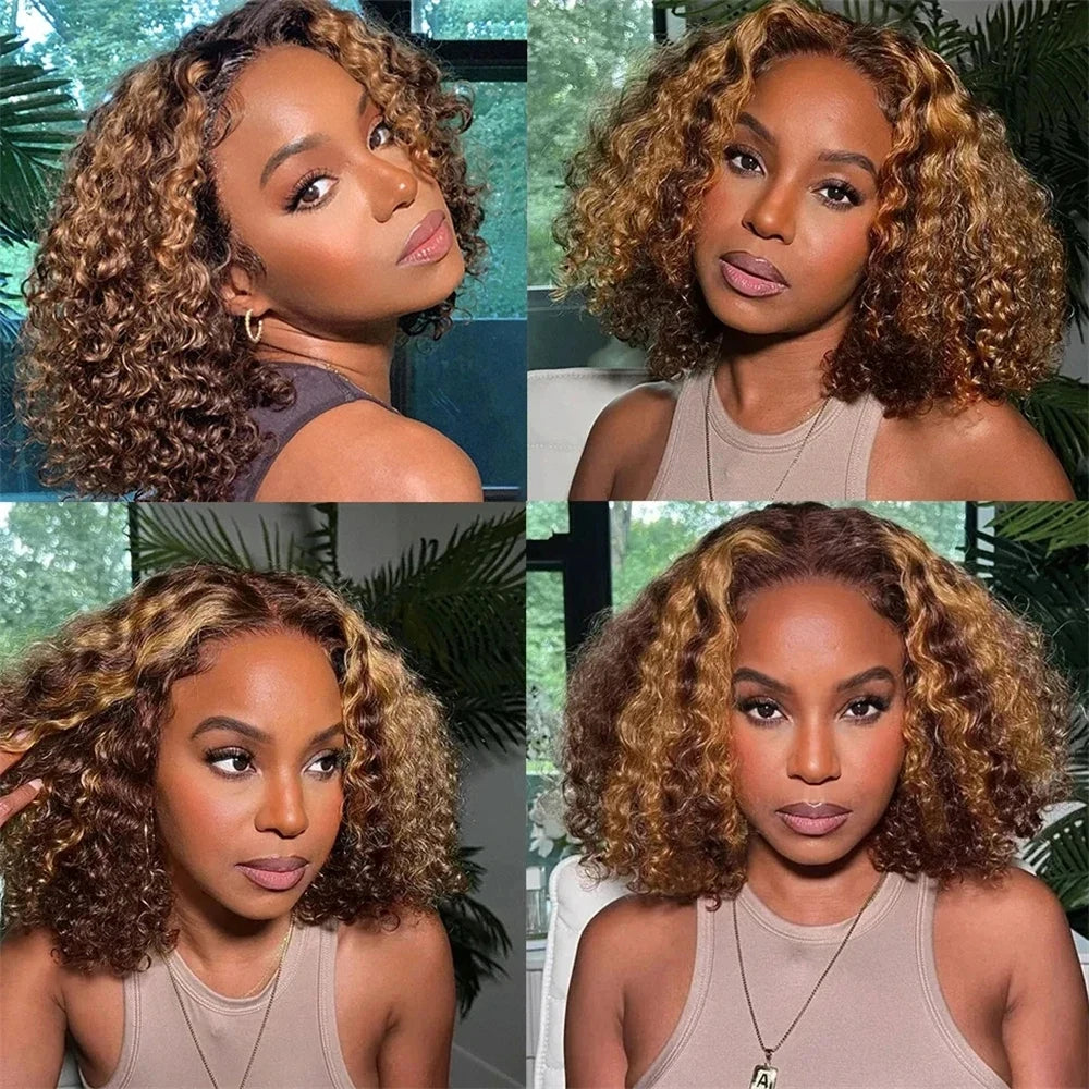 Perruque courte bouclée bob femme