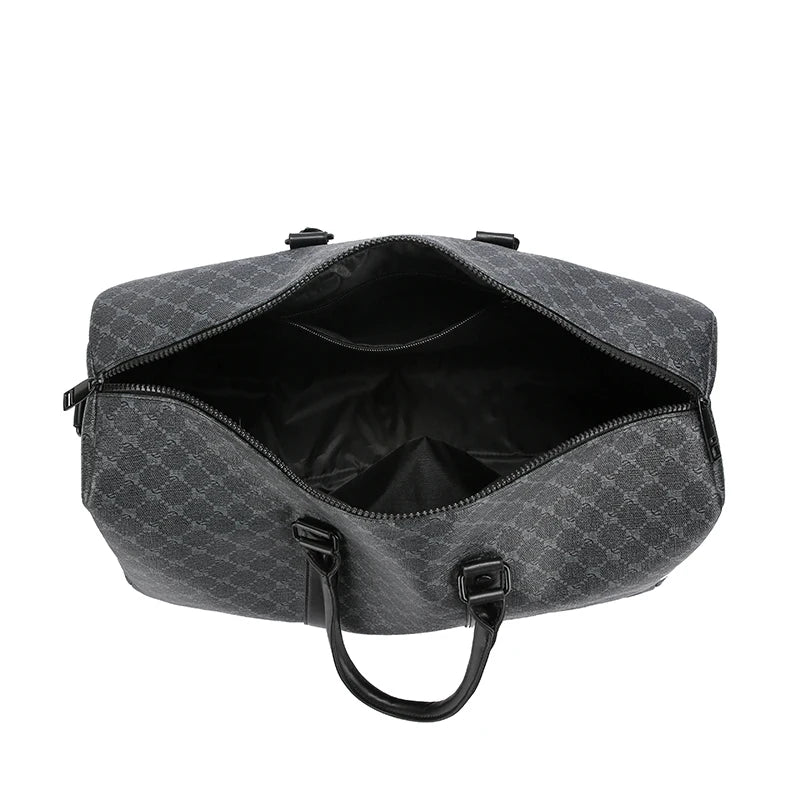 Sac de Voyage Noir à Motif Géométrique – Grande Capacité