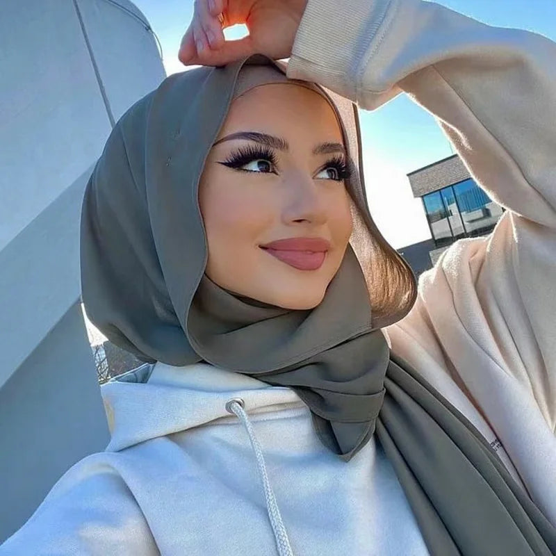 Hijab en Mousseline Femme – Voile Léger 70 x 180 cm, 65 Coloris