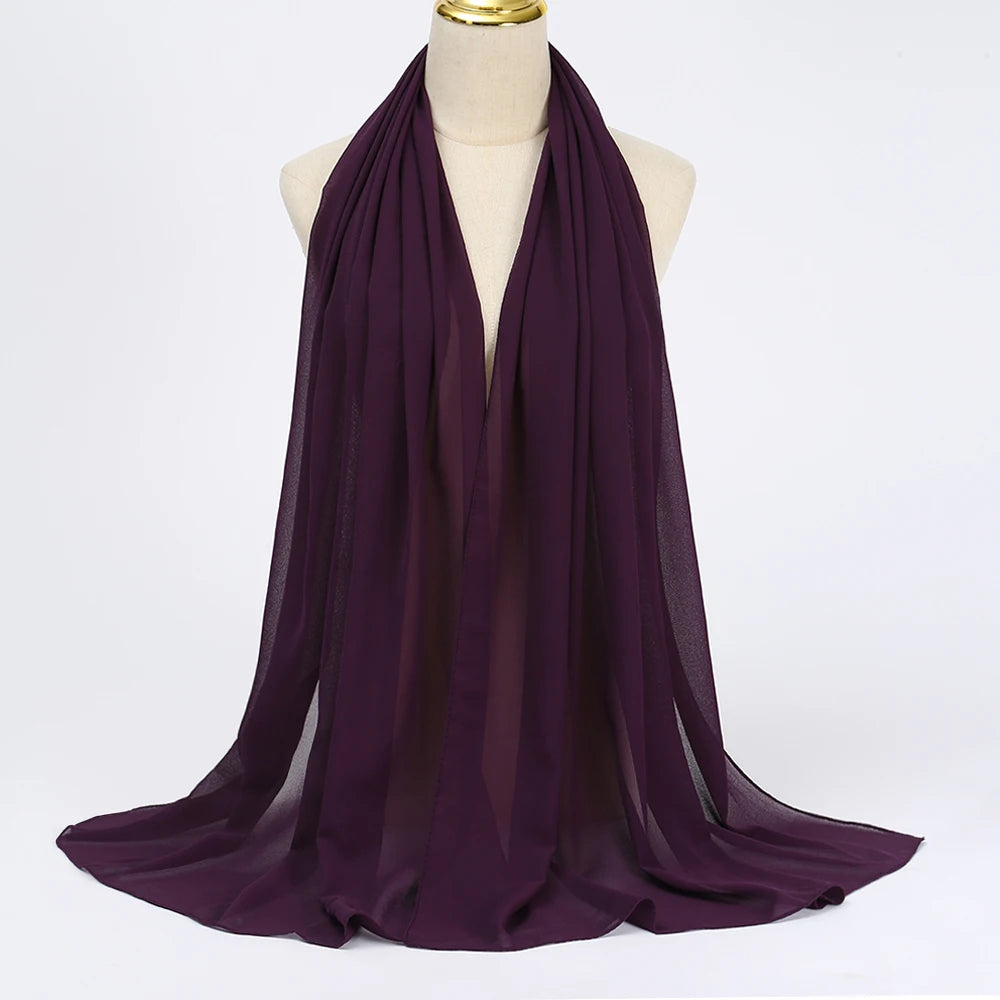Hijab en Mousseline Femme – Voile Léger 70 x 180 cm, 65 Coloris