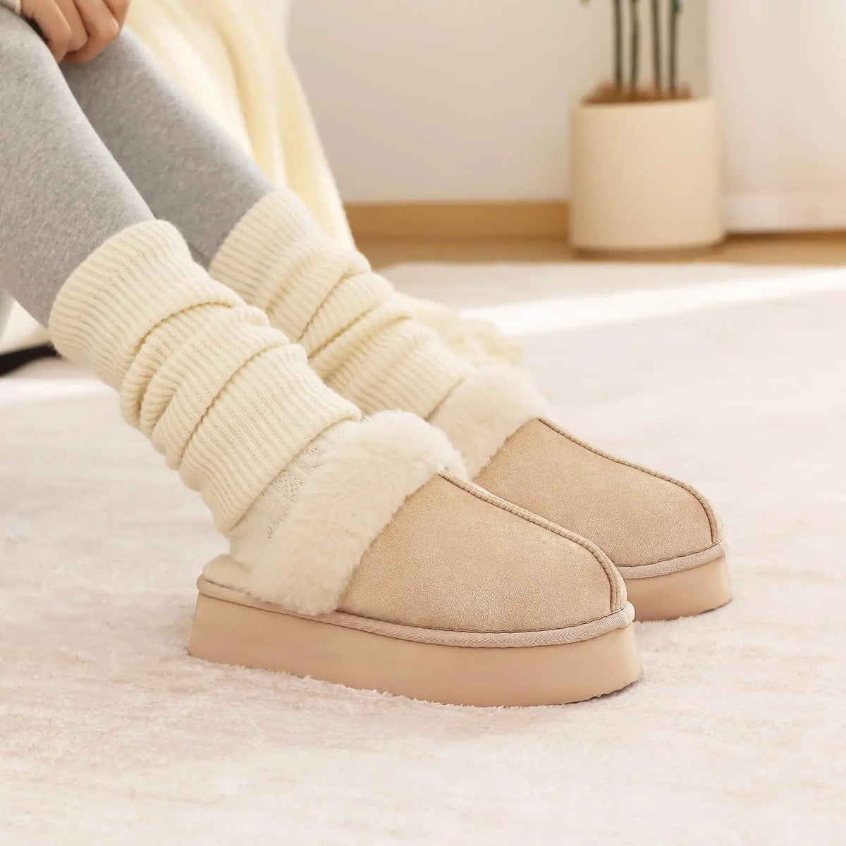 Chaussons d'hiver moelleux femme