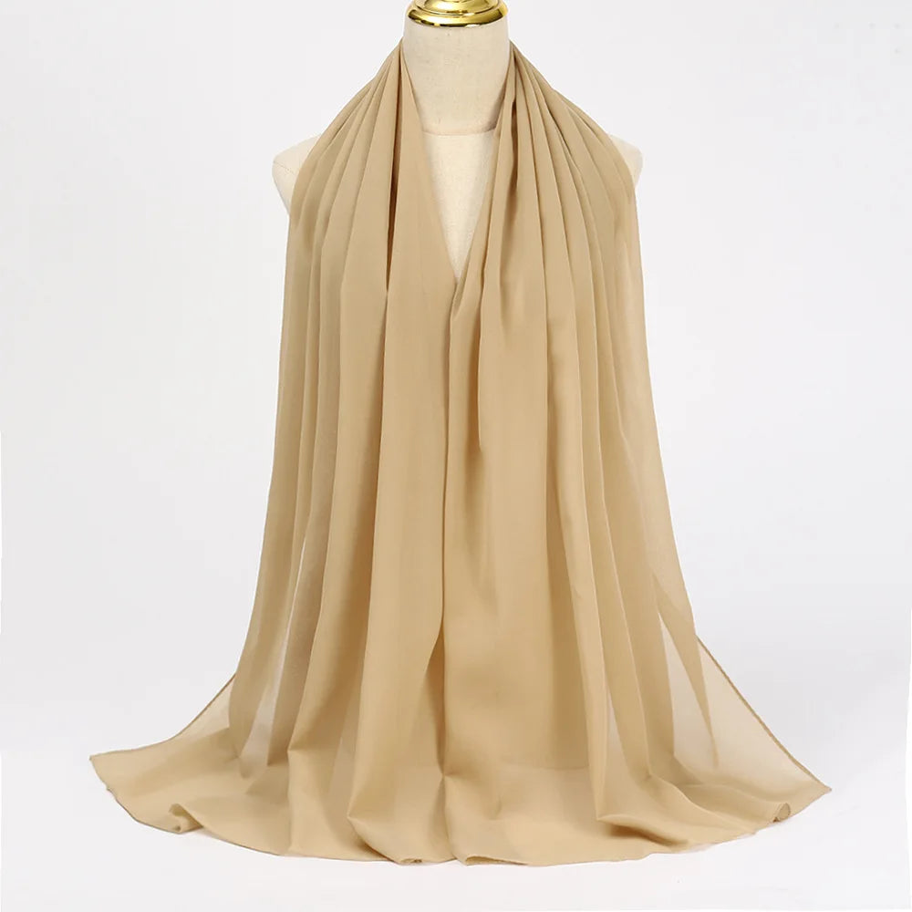 Hijab en Mousseline Femme – Voile Léger 70 x 180 cm, 65 Coloris